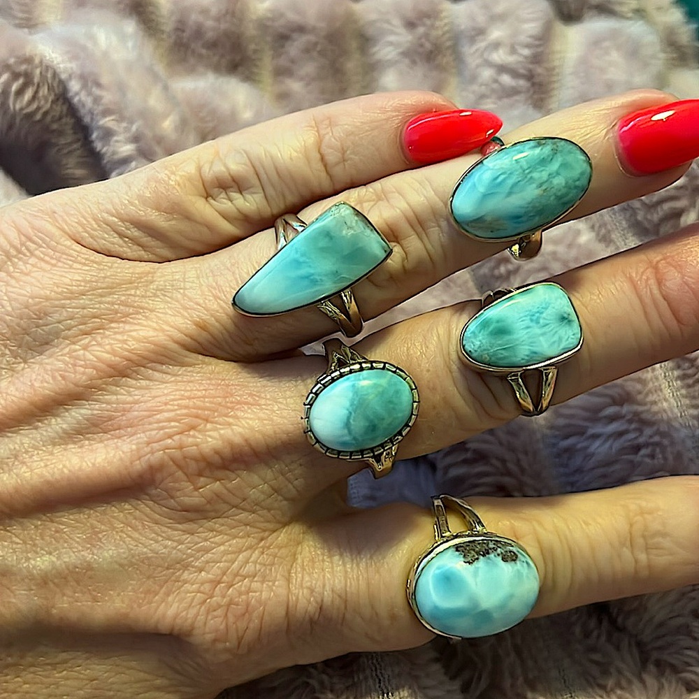 🌊 CARIBBEAN 925 LARIMAR RINGS🌊